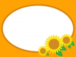 夏・ひまわりの楕円（橙色）フレーム飾り枠イラスト