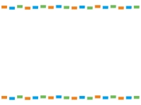 カラフル点線・橙青緑のフレーム飾り枠イラスト