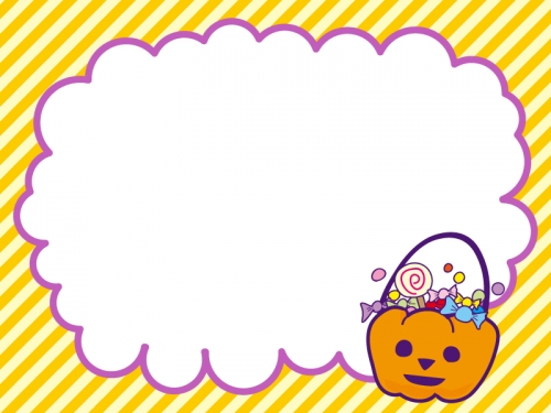 ハロウィン・かぼちゃとキャンディのフレーム飾り枠イラスト