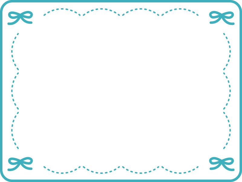 ブルーのリボンのステッチ風フレーム飾り枠イラスト 無料イラスト かわいいフリー素材集 フレームぽけっと