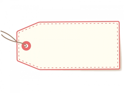 荷札・タグ(赤)のフレーム飾り枠イラスト