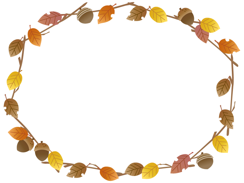 落ち葉とドングリのリース風フレーム飾り枠イラスト 無料イラスト かわいいフリー素材集 フレームぽけっと