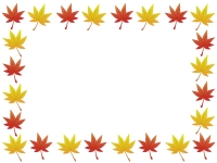 秋・紅葉もみじの葉っぱのフレーム囲み飾り枠イラスト