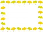 秋・イチョウの葉っぱのフレーム囲み飾り枠イラスト