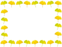 秋・イチョウの葉っぱのフレーム囲み飾り枠イラスト