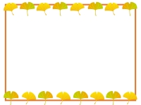 秋・イチョウのフレーム囲み飾り枠イラスト