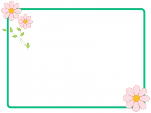 かわいいピンクの小花のフレーム飾り枠イラスト