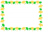 紅葉と緑のイチョウのフレーム囲み飾り枠イラスト