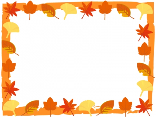 秋・紅葉や楓（かえで）などの和風フレーム飾り枠イラスト