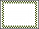 緑と白の市松模様の線フレームの飾り枠イラスト