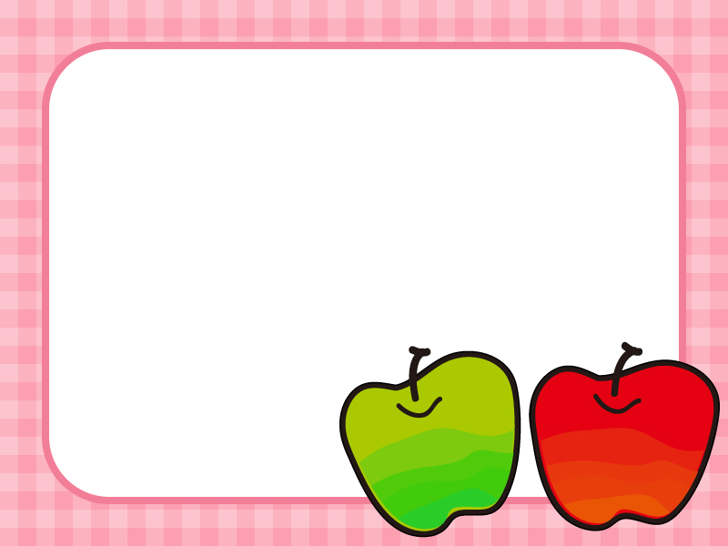 ２つのりんごのフレーム飾り枠イラスト 無料イラスト かわいいフリー素材集 フレームぽけっと