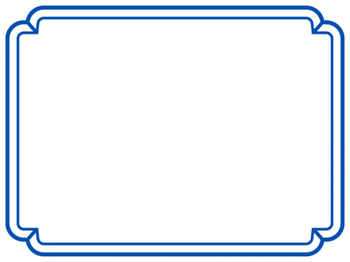 シンプルな青の二重線の線フレーム飾り枠イラスト