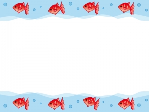 列になって泳ぐ金魚のフレーム飾り枠イラスト