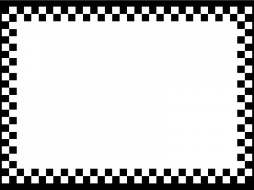 白黒のチェック柄のフレーム飾り枠イラスト