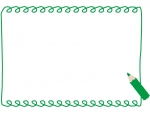 緑の色鉛筆の手書き風フレーム飾り枠イラスト