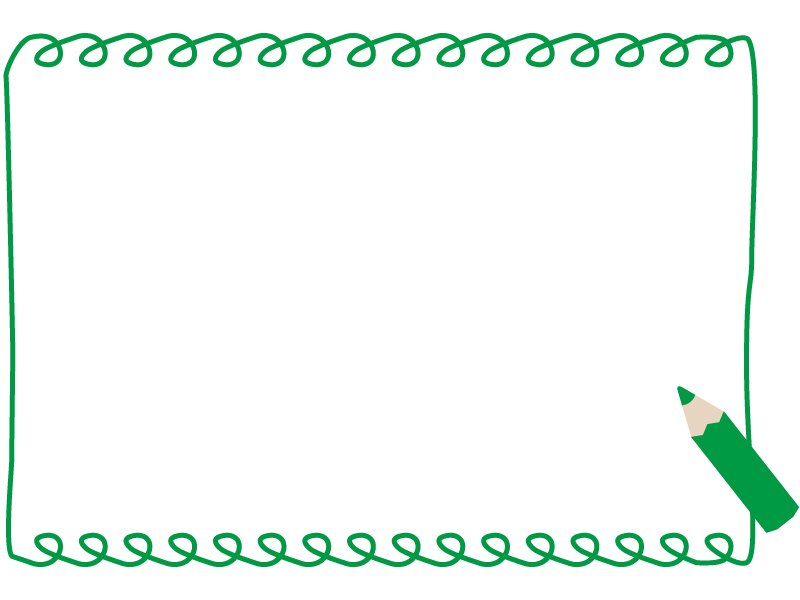 緑の色鉛筆の手書き風フレーム飾り枠イラスト 無料イラスト かわいいフリー素材集 フレームぽけっと
