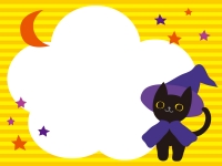ハロウィン・黒猫と月と星のフレーム飾り枠イラスト