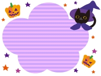 ハロウィン・黒猫とかぼちゃと星のフレーム飾り枠イラスト