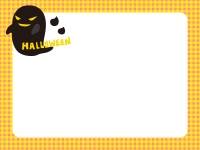 ハロウィン・黒いおばけの黄色チェックフレーム飾り枠イラスト