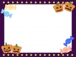 ハロウィン・かぼちゃお化けとキャンディのフレーム飾り枠イラスト