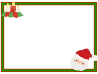 サンタとキャンドルのクリスマスフレーム飾り枠イラスト