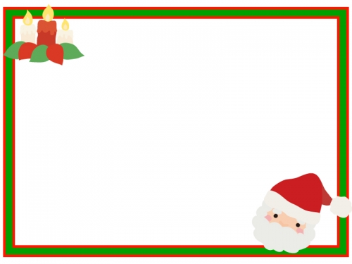 サンタとキャンドルのクリスマスフレーム飾り枠イラスト