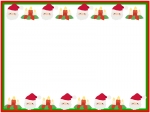 クリスマス・サンタとキャンドルの上下フレーム飾り枠イラスト