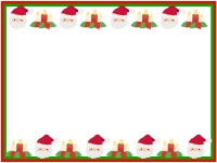 クリスマス・サンタとキャンドルの上下フレーム飾り枠イラスト