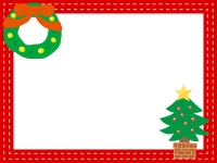 リースとツリーのクリスマスフレーム飾り枠イラスト