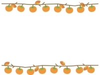 枝付きの柿のフレーム飾り枠イラスト