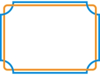 オレンジ色×青色の交差した線フレーム飾り枠イラスト