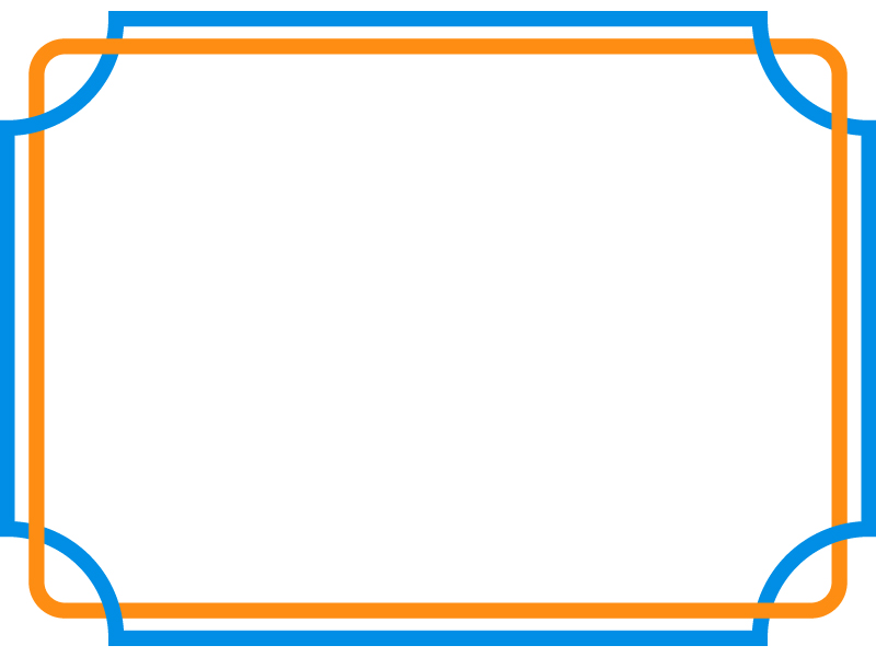 オレンジ色 青色の交差した線フレーム飾り枠イラスト 無料イラスト かわいいフリー素材集 フレームぽけっと