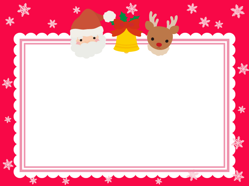 サンタとトナカイとベルのもこもこクリスマスフレーム飾り枠イラスト 無料イラスト かわいいフリー素材集 フレームぽけっと