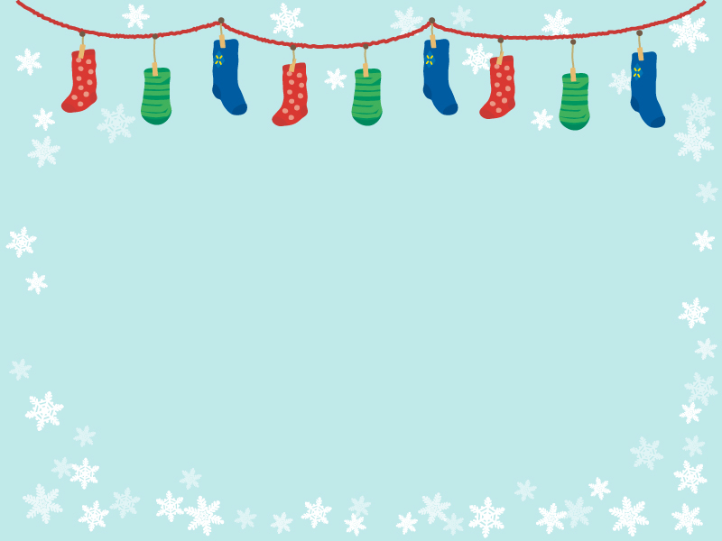クリスマス 雪の結晶と靴下のフレーム飾り枠イラスト 無料イラスト かわいいフリー素材集 フレームぽけっと