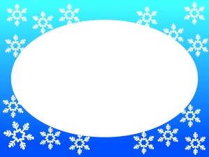 雪の結晶の楕円形フレーム飾り枠イラスト