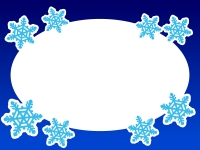 雪の結晶の楕円形フレーム飾り枠イラスト02