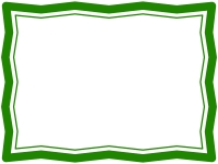 緑色のシンプルなギザギザのフレーム飾り枠イラスト