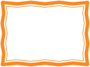 オレンジ色のシンプルなギザギザのフレーム飾り枠イラスト