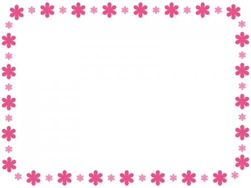 大小の小花のピンクフレーム飾り枠イラスト