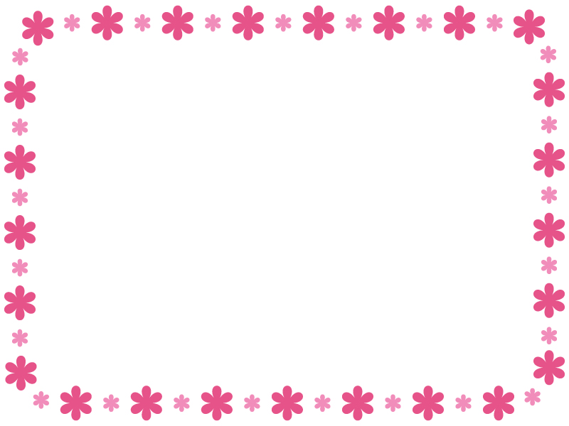 大小の小花のピンクフレーム飾り枠イラスト 無料イラスト かわいいフリー素材集 フレームぽけっと