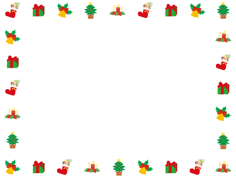 かわいいクリスマスの囲みフレーム飾り枠イラスト | 無料イラスト