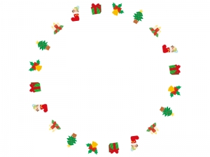 かわいいクリスマスの丸い囲みフレーム飾り枠イラスト