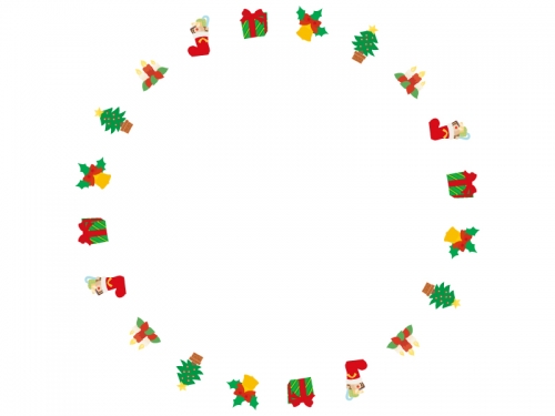 かわいいクリスマスの丸い囲みフレーム飾り枠イラスト
