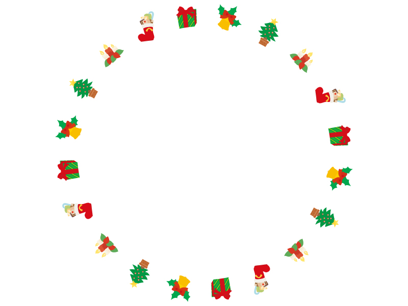 かわいいクリスマスの丸い囲みフレーム飾り枠イラスト 無料イラスト かわいいフリー素材集 フレームぽけっと