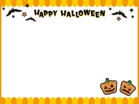 かぼちゃとコウモリのハロウィン文字入りフレーム飾り枠イラスト