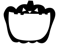 口を開いたかぼちゃの白黒ハロウィンフレーム飾り枠イラスト
