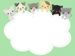 かわいいネコたちのモコモコフレーム飾り枠イラスト