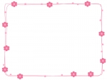 ピンク色の小花とドットのフレーム飾り枠イラスト