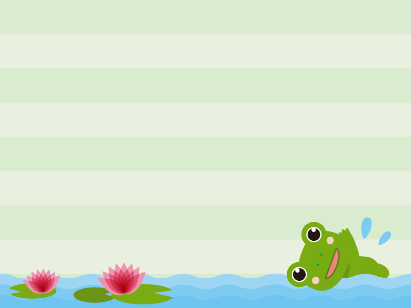 蓮の池を泳ぐカエルのフレーム飾り枠イラスト 無料イラスト かわいいフリー素材集 フレームぽけっと