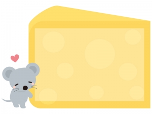 かわいいネズミとチーズのフレーム飾り枠イラスト